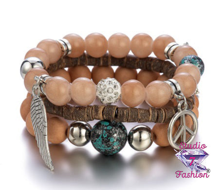 Earth-tone Peace Multilayer Bracelet