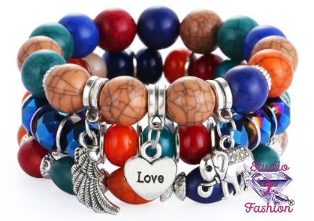 Triple Beaded Love Bracelet Set