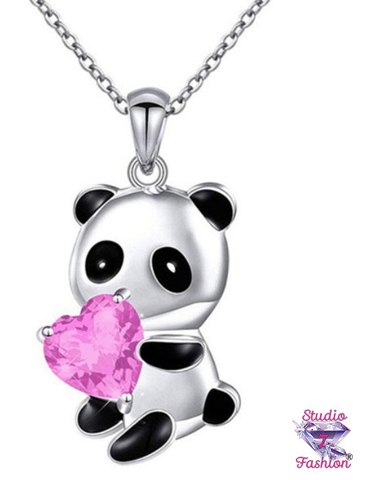 Panda Pink Heart Necklace