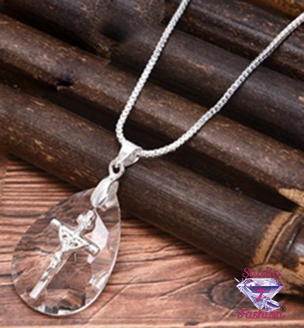 Crystalline Crucifix Necklace