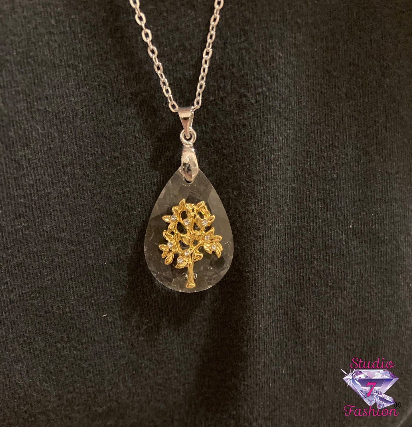 Crystal Gold Tree of Life Necklace