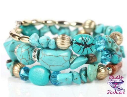 Baby Blue Rock Multilayer Rock Bracelet