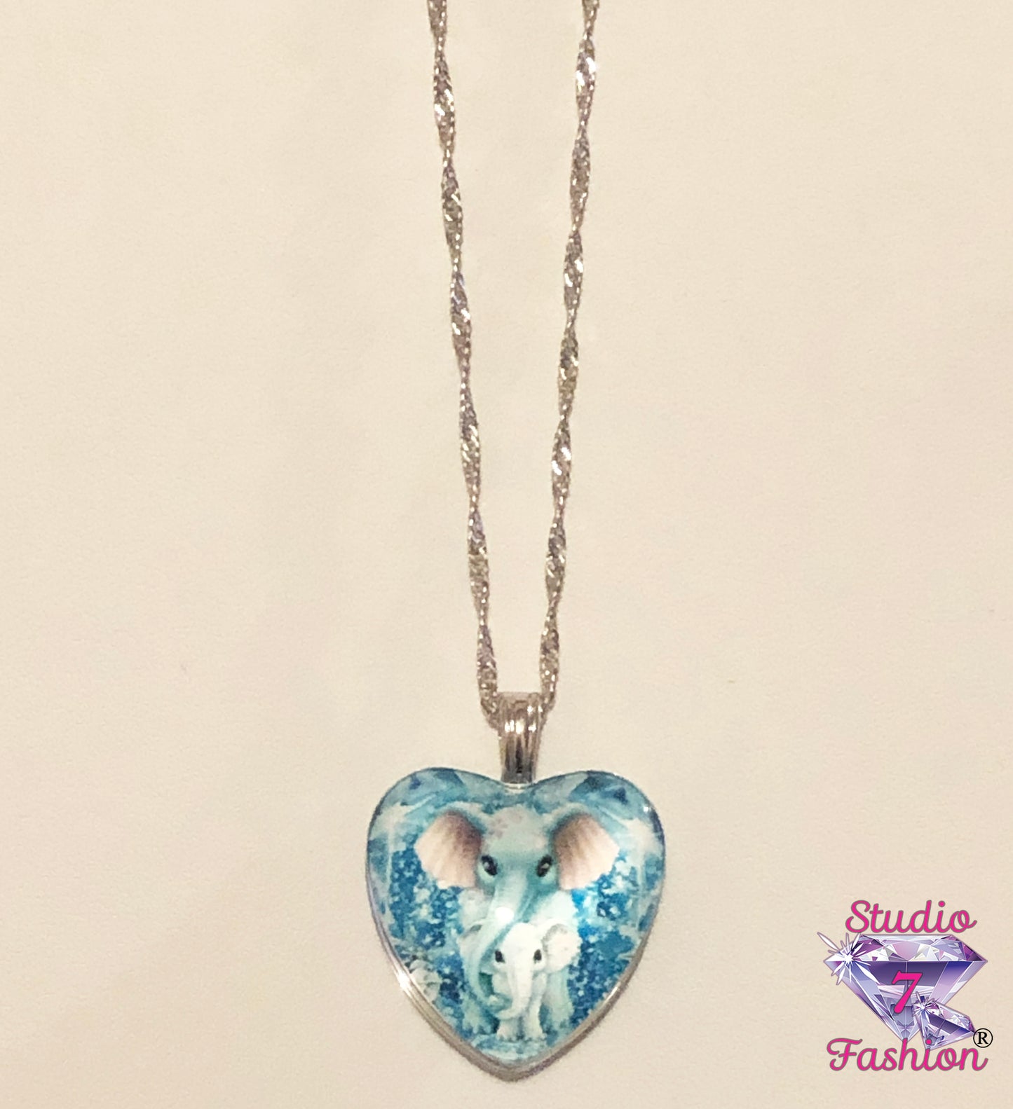 Mama/Baby Elephant Heart Necklace