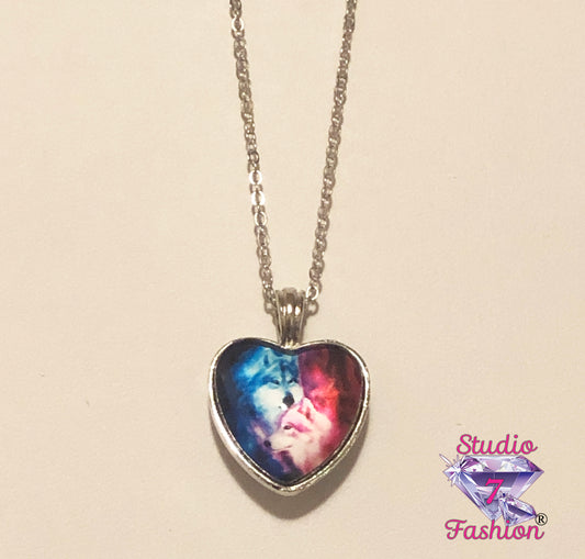 Wolf Love Heart Necklace