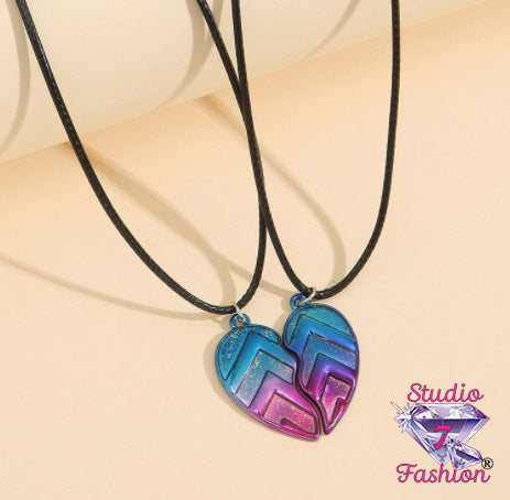 Colorful Hearts Love Pair Necklaces