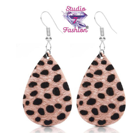 Velour Leopard Teardrop Earrings