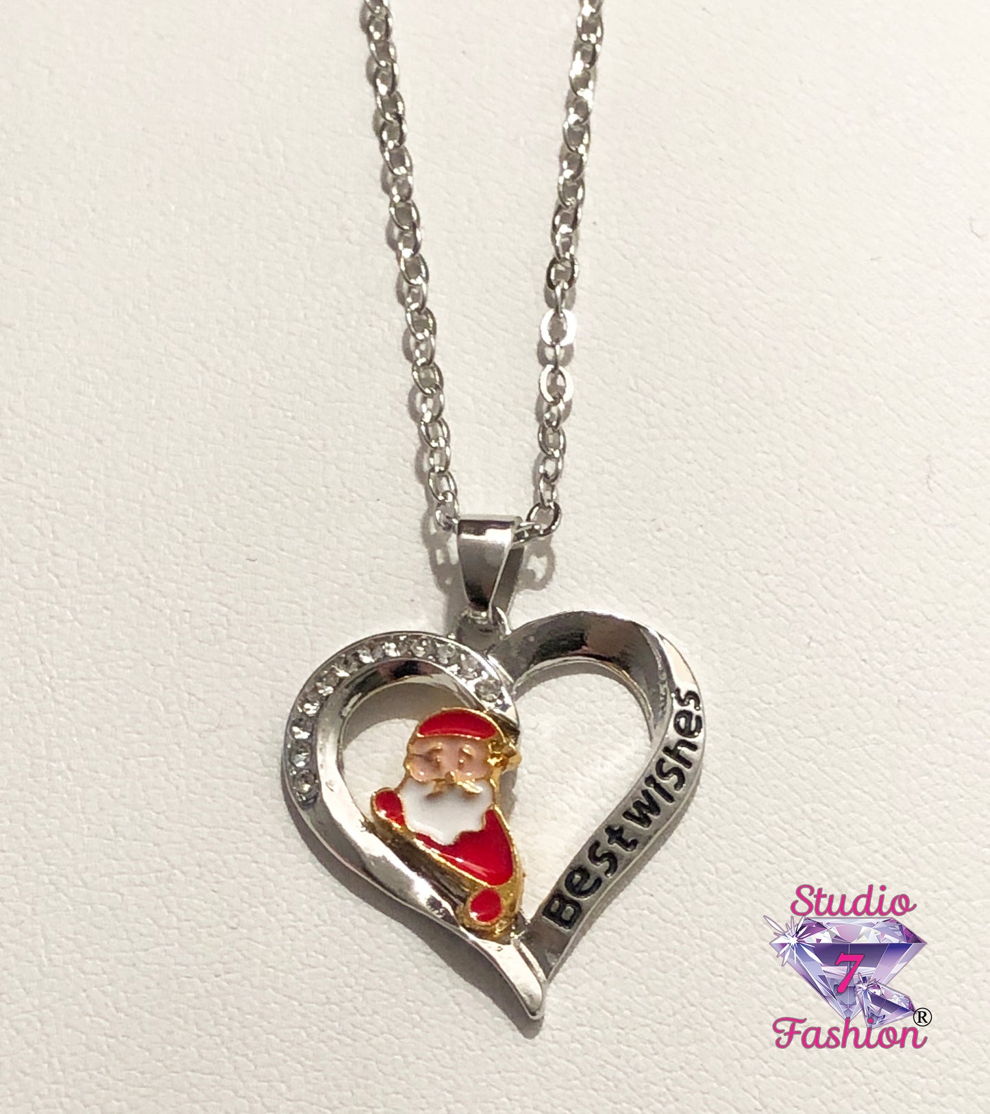 Santa Heart Christmas Necklace