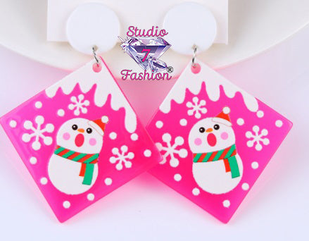 Snowman Christmas Earrings