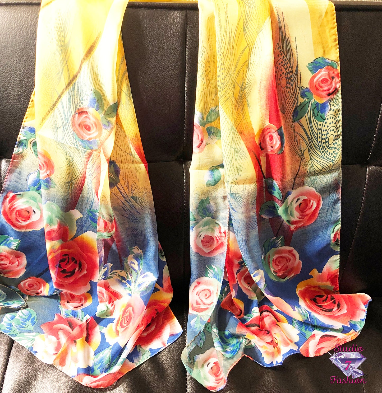 Pink/Yellow Roses Scarf