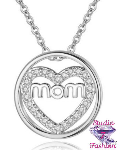 Mom Heart Circle Necklace