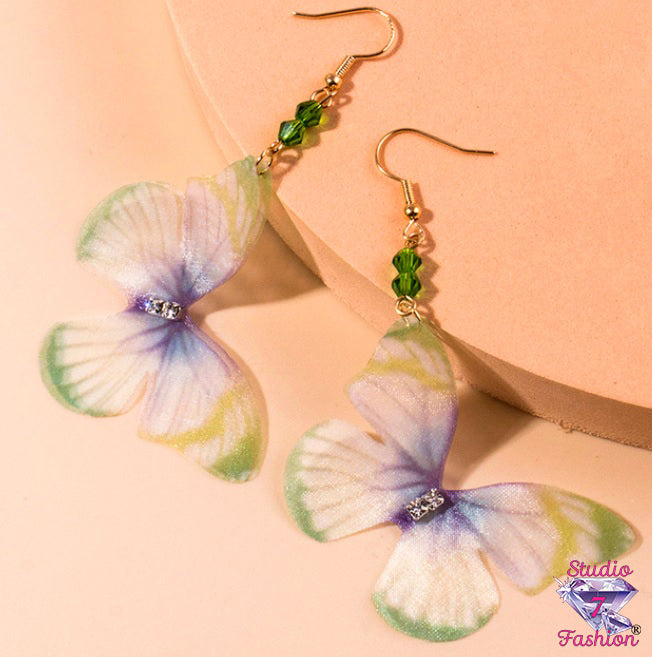 Silky Butterfly Green Earrings