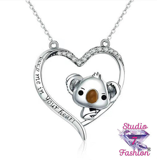 Koala Bear Heart Necklace