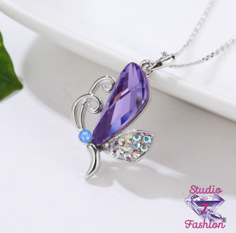 Stylistic Purple Butterfly Necklace