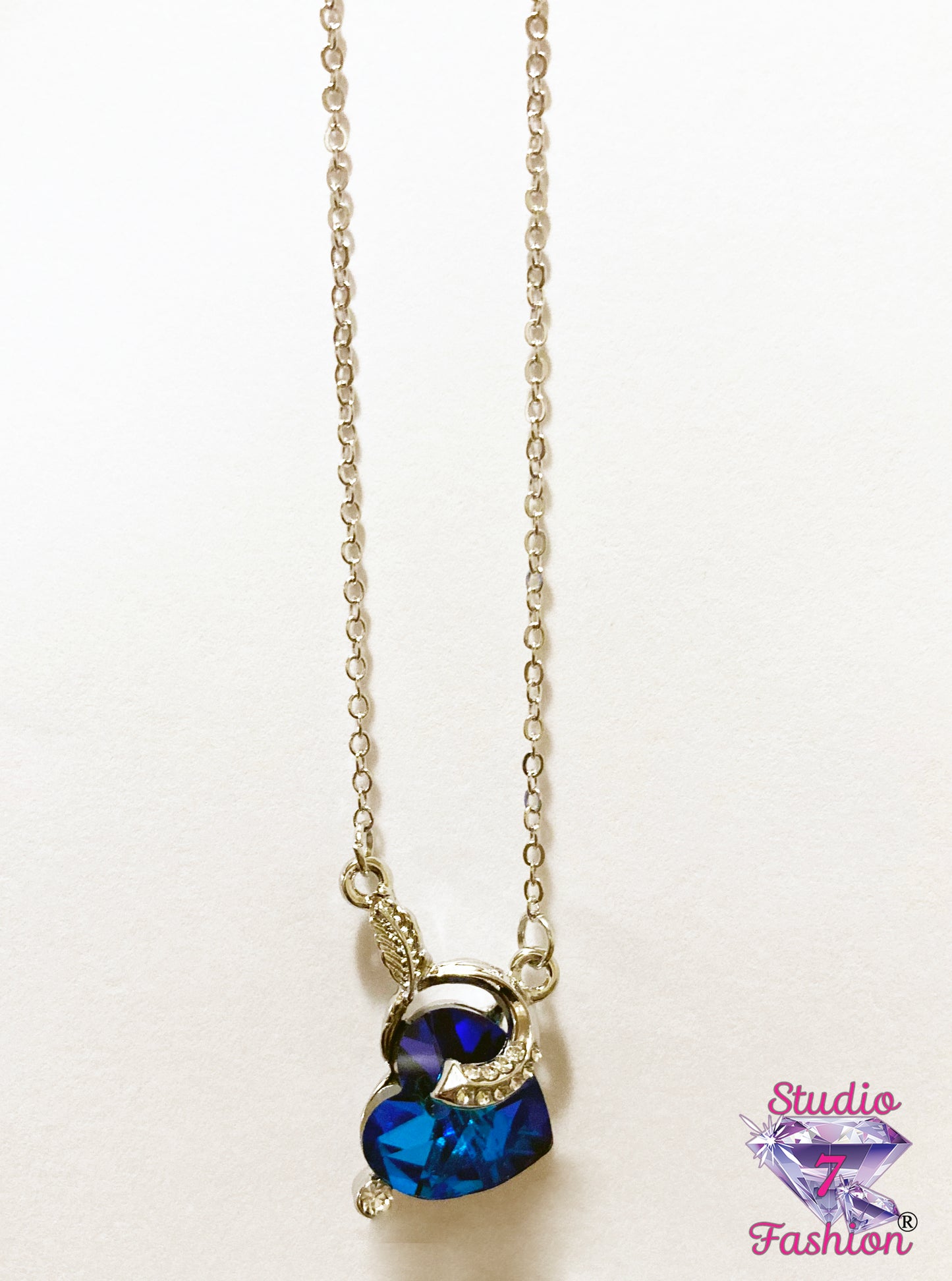 Cobalt Heart Rhinestone Necklace