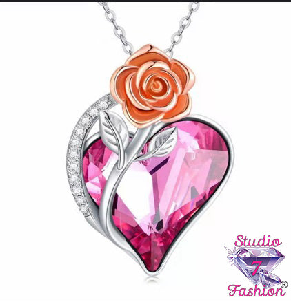 Ruby Rose Heart Necklace