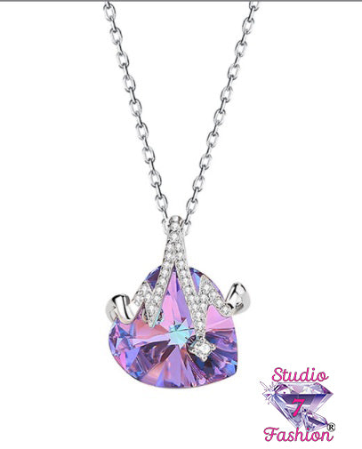 Iridescent/Purple Heartbeat Necklace