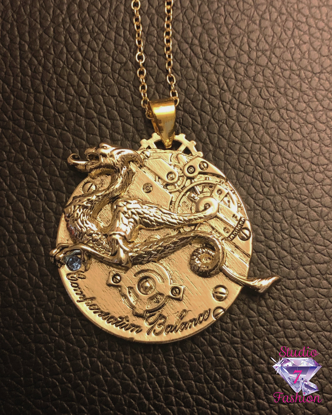 Steampunk Dragon Clock Gears Necklace