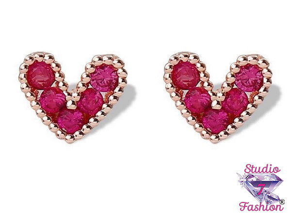 Ruby Heart shape Earrings