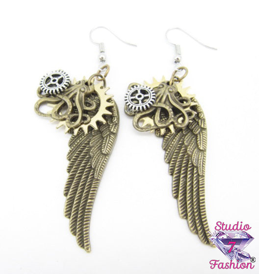 Steampunk Angel Wings Earrings