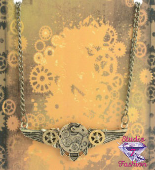 Steampunk Wings and Gears Necklace