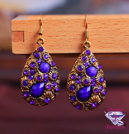 Purple Textured Teardrop Earrings