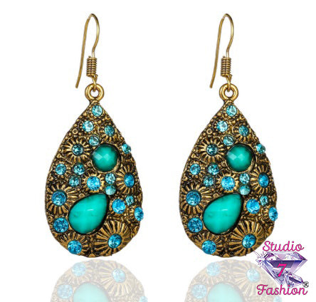 Turquoise Textured Teardrop Earrings