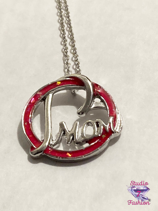 Pink Mom Heart Necklace