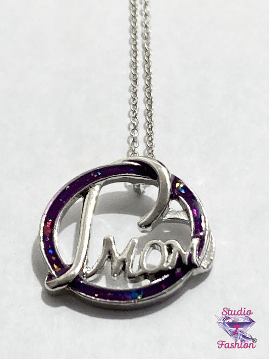 Purple Mom Heart Necklace