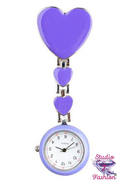 Triple Heart Purple Fob Watch