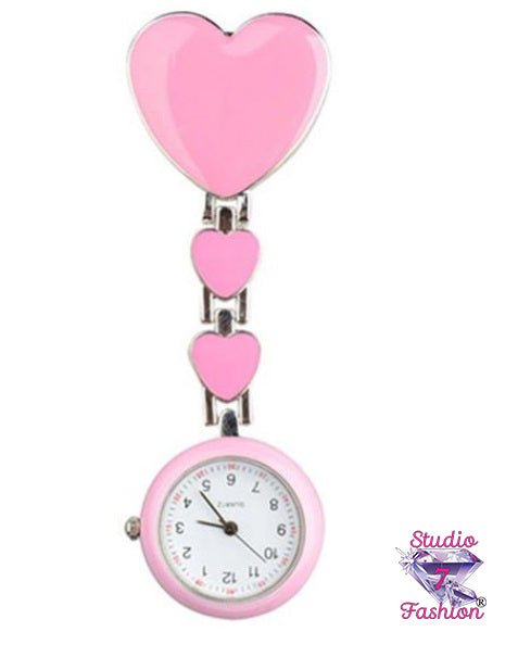 Triple Heart Pink Fob Watch