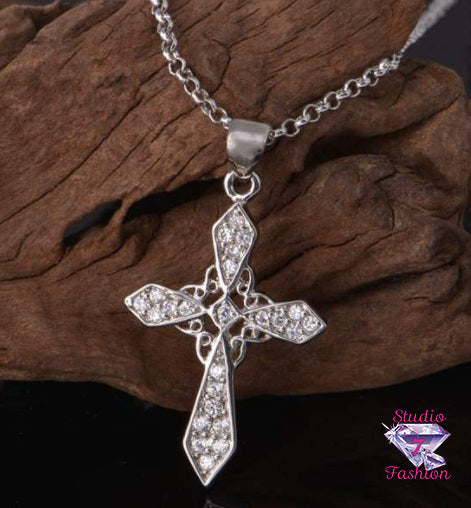 Artistic Rhinestone Cross Necklace