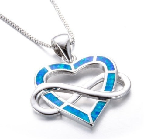 Blue Heart Infinity Necklace