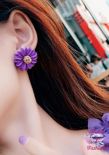 Purple Cornflower Earrings