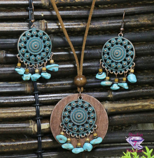 Nature Art Necklace Earring Set