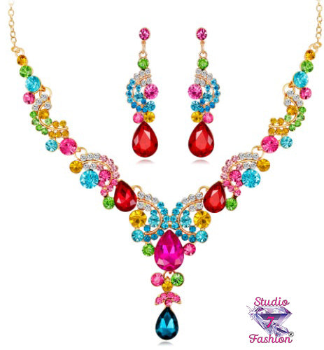 Outstanding Boho Colorful Necklace Earring Set