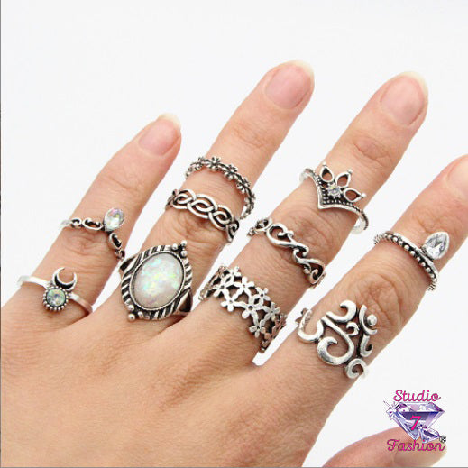 10 PC Knuckle Ring Set