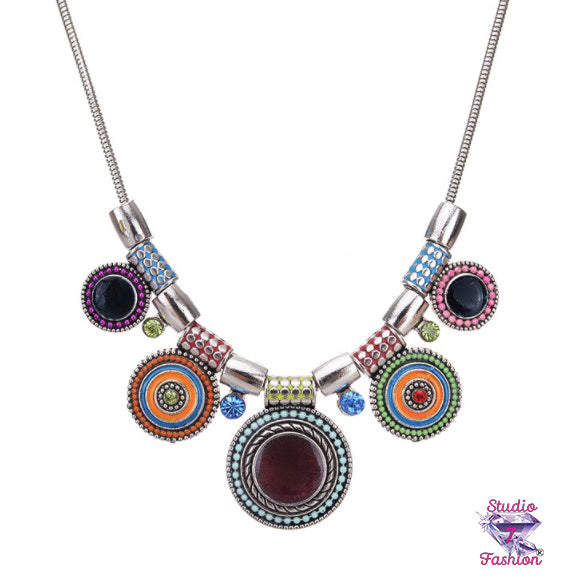 Boho Earthtone Discs Necklace