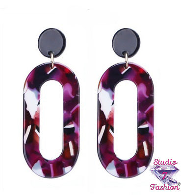 Long Oval Deco Earrings