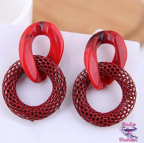 Double Loop Amber Earrings