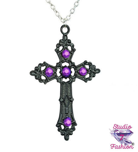 Amethyst Resin Cross Necklace