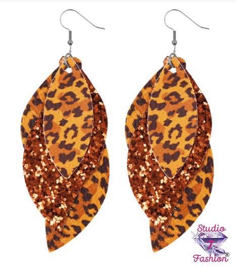 Copper Leopard Dangle Earrings