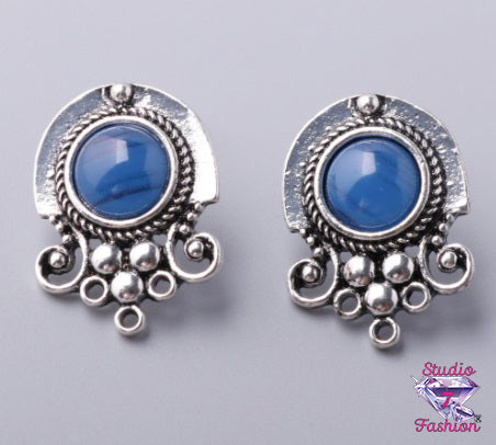 Marbleized Blue Nouveau Earrings