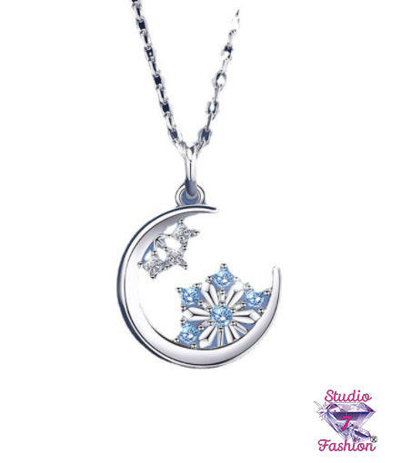 Blue Snowflake Necklace