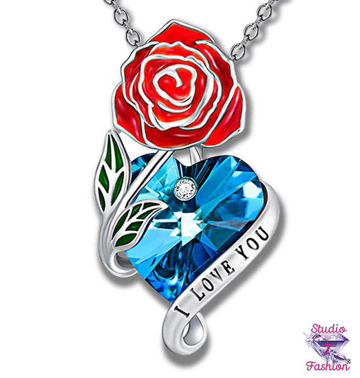 I Love You Rose Sapphire Necklace