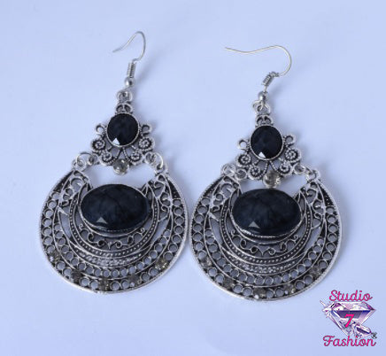 Large Ebony Stone Earrings