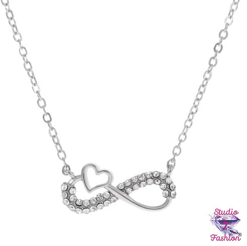 Infinity Heart Rhinestone Necklace