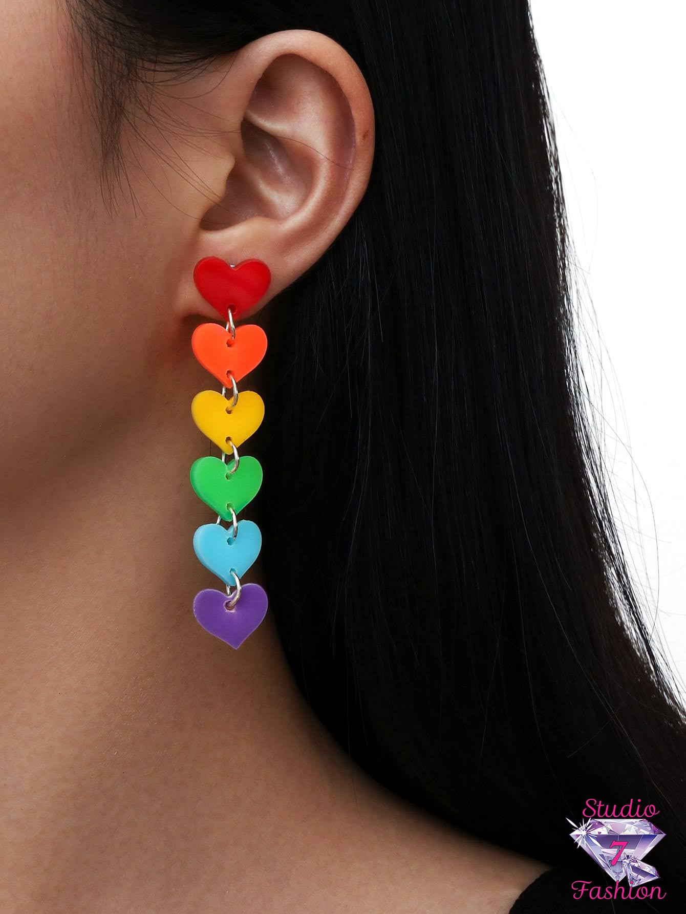 Rainbow Hearts Earrings