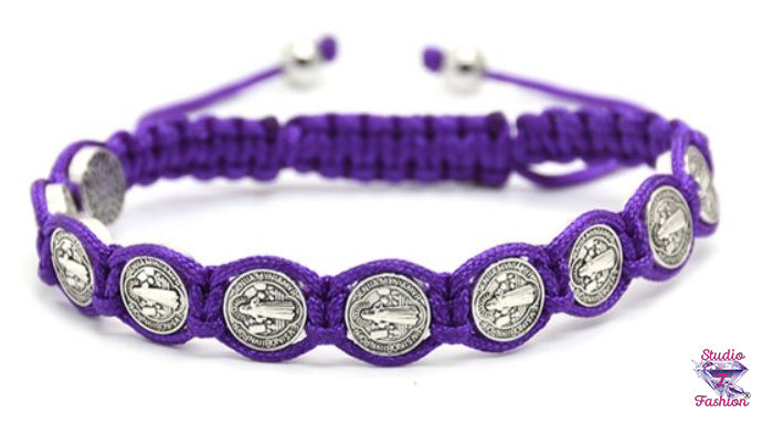 Macrame Purple Coin Bracelet