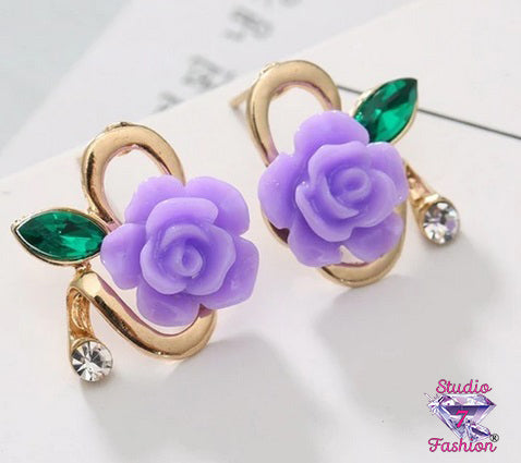 Purple Floral Earrings