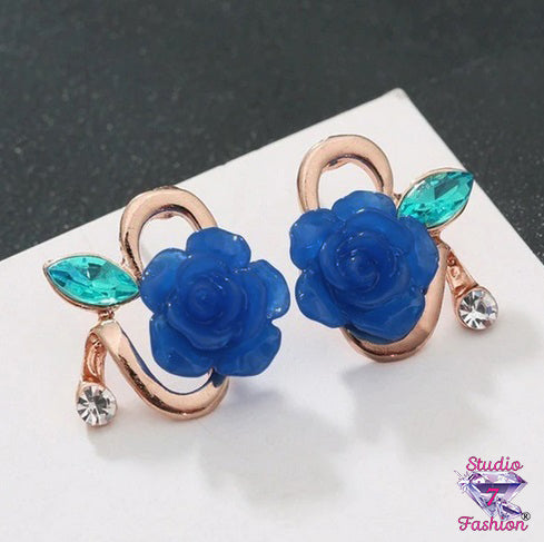 Blue Floral Earrings